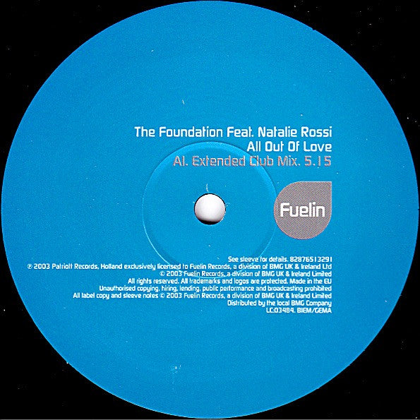 The Foundation Feat. Natalie Rossi - All Out Of Love (12"")