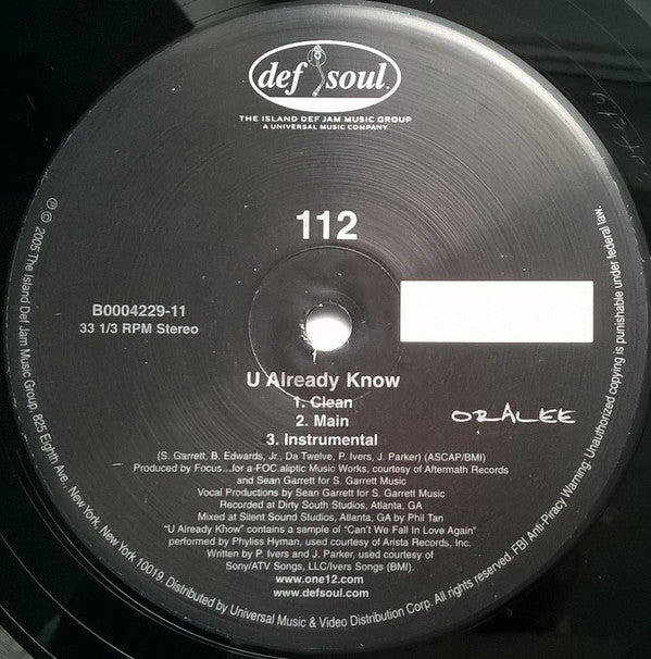 112 - U Already Know (12"")