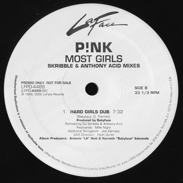 P!NK - Most Girls (Skribble & Anthony Acid Mixes) (12"", Promo)