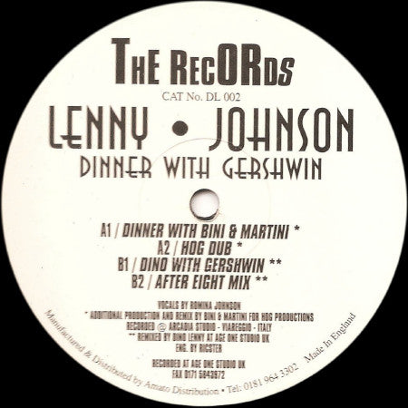Lenny • Johnson* - Dinner With Gershwin (12")