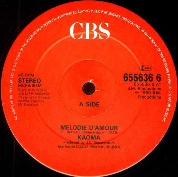 Kaoma - Melodie D'Amour (12"", Single)