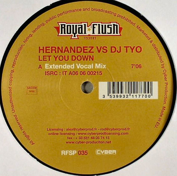 Hernandez vs. DJ Tyo - Let You Down (12")