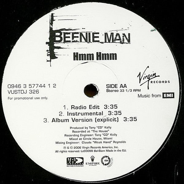 Beenie Man - Hmm Hmm (12"", Promo)