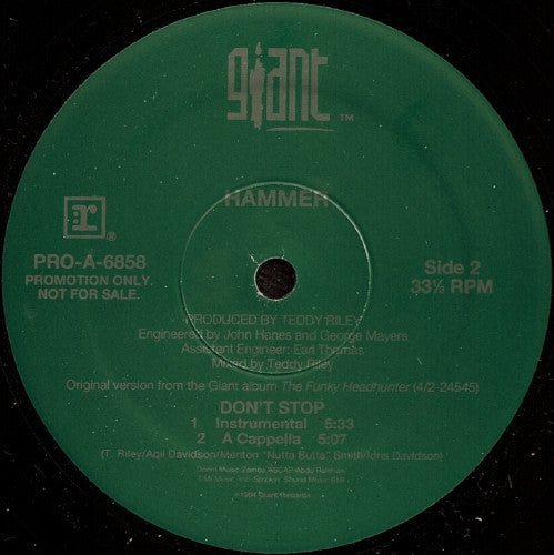 Hammer* - Don't Stop (12"", Promo)