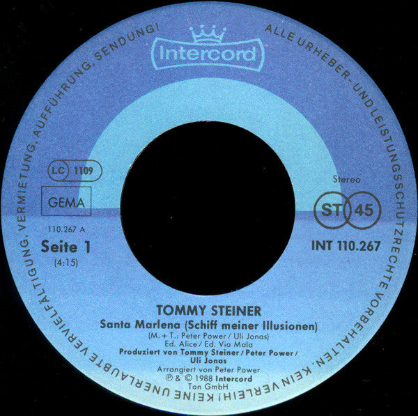 Tommy Steiner - Santa Marlena (Schiff Meiner Illusionen) / Zwanzig Nach Sechs (7", Single)