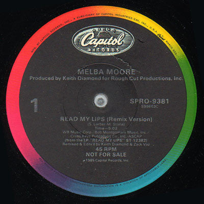 Melba Moore - Read My Lips (Remix Version) / Read My Lips (Extended Remix) (12"", Promo)