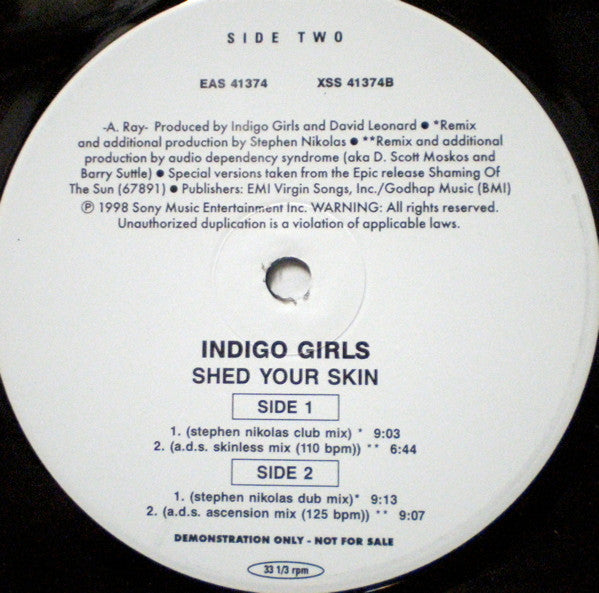 Indigo Girls - Shed Your Skin (12", Promo)