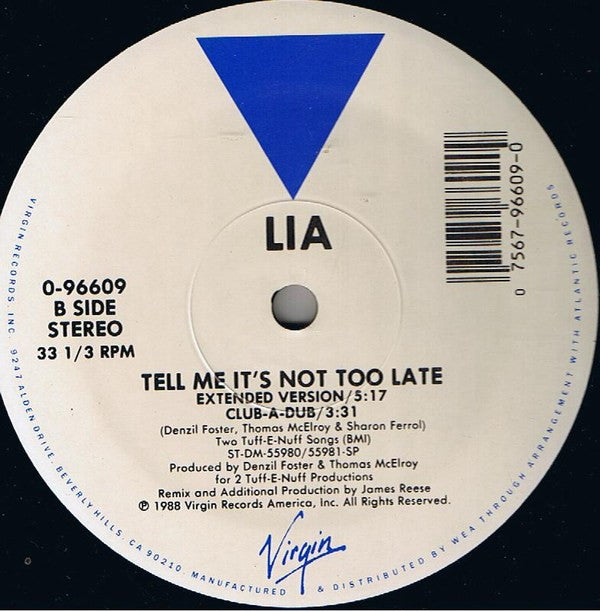 Lia* - Tell Me It's Not Too Late (12")