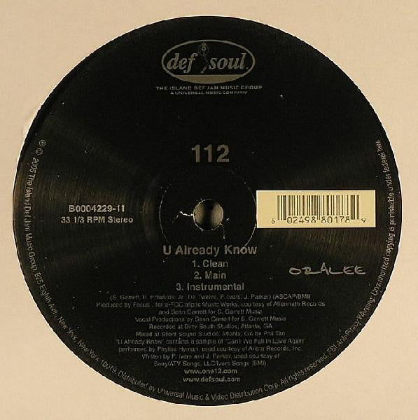 112 - U Already Know (12"")
