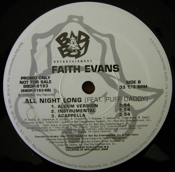Faith Evans Feat. Puff Daddy - All Night Long (12"", Promo)