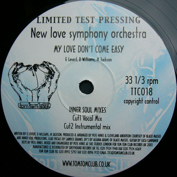 New Love Symphony Orchestra* - My Love Don't Come Easy (Inner Soul Mixes) (12", Ltd, TP)