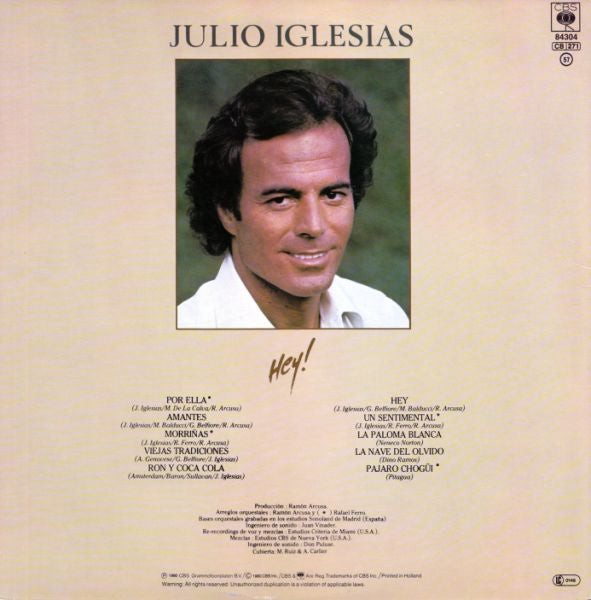 Julio Iglesias - Hey! (LP, Album, Gat)