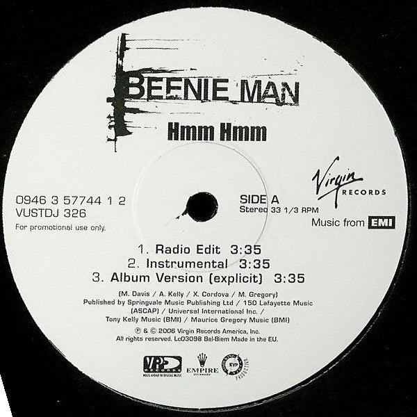 Beenie Man - Hmm Hmm (12"", Promo)