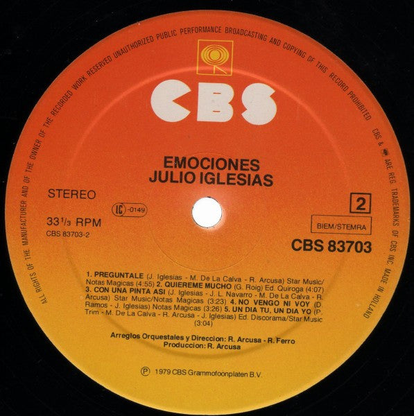 Julio Iglesias - Emociones (LP, Album)