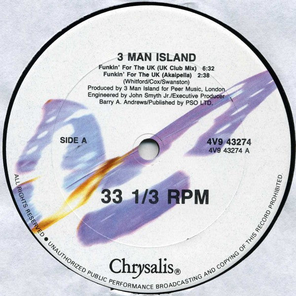 3 Man Island Featuring Carol Jiani - Funkin' For The UK (12"")
