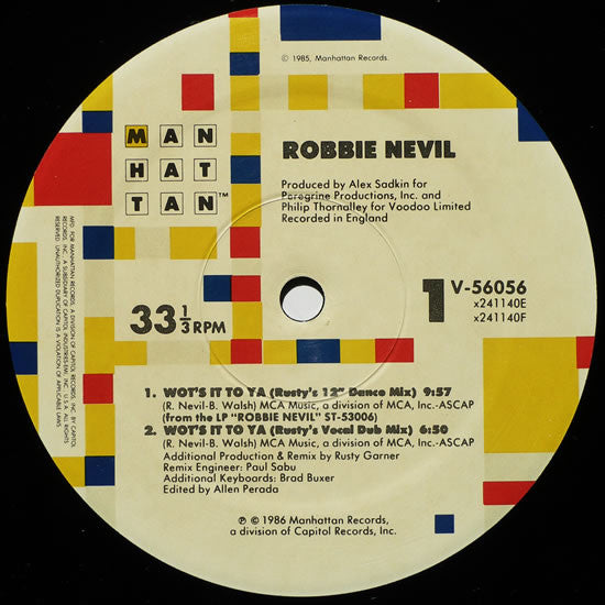 Robbie Nevil - Wot's It To Ya (12", Single)