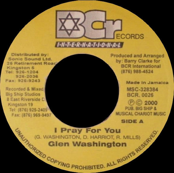 Glen Washington / Noel Browne - I Pray For You / Pray For Dub (7"")