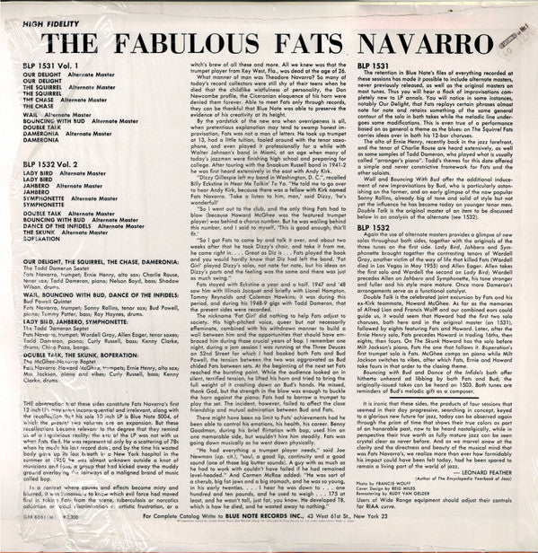 Fats Navarro - The Fabulous Fats Navarro Volume 2(LP, Album, Mono, ...
