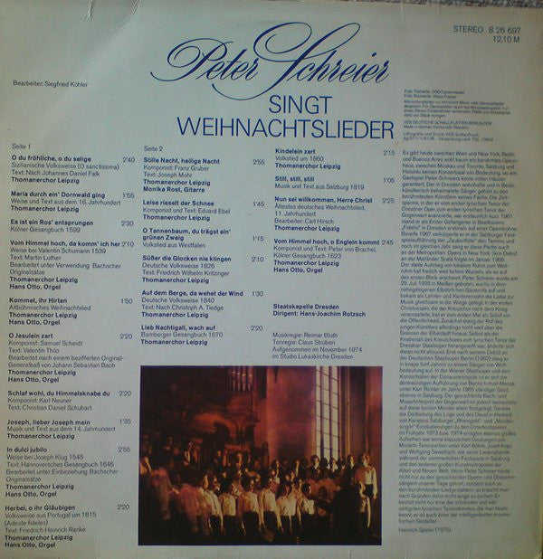Peter Schreier - Peter Schreier Singt Weihnachtslieder (LP, Album, RE)