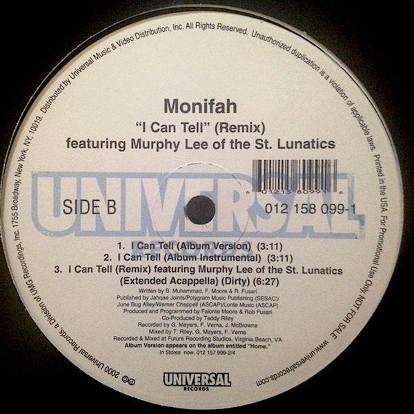 Monifah - I Can Tell (Remix) (12"", Promo)