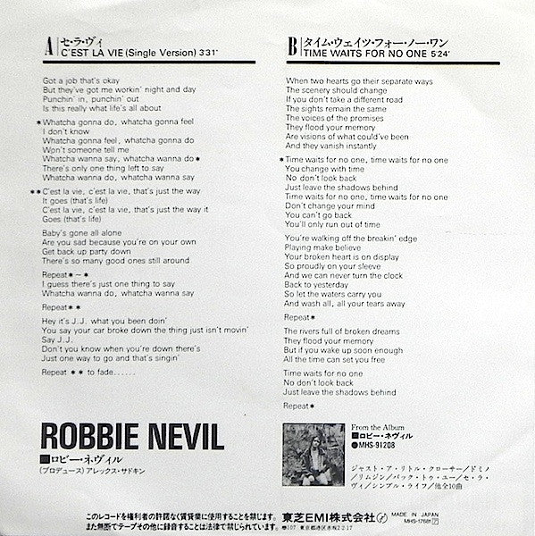 Robbie Nevil - C'Est La Vie (7"", Single)