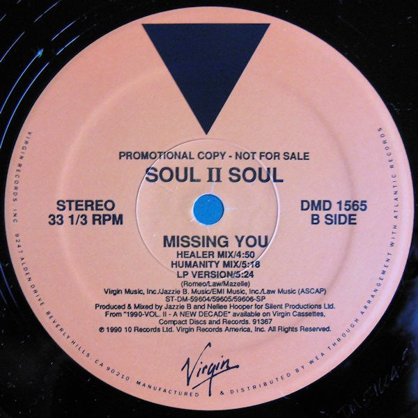 Soul II Soul - Missing You (12", Promo)