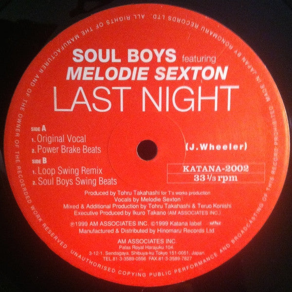 Soul Boys (4) Featuring Melodie Sexton - Last Night (12"")