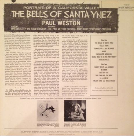Paul Weston (2) - The Bells Of Santa Ynez (LP, Album, Mono)