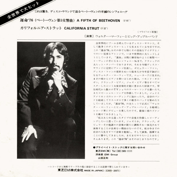 Walter Murphy & The Big Apple Band - 運命 '76 (A Fifth Of Beethoven)(7")