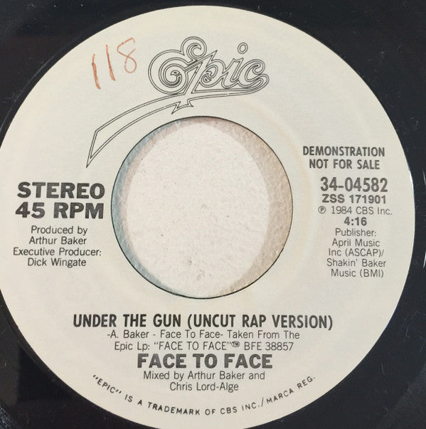 Face To Face (3) - Under The Gun (7"", Promo)