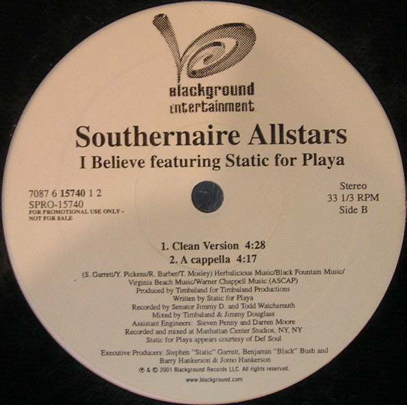 Southernaire Allstars - I Believe (12", Promo)