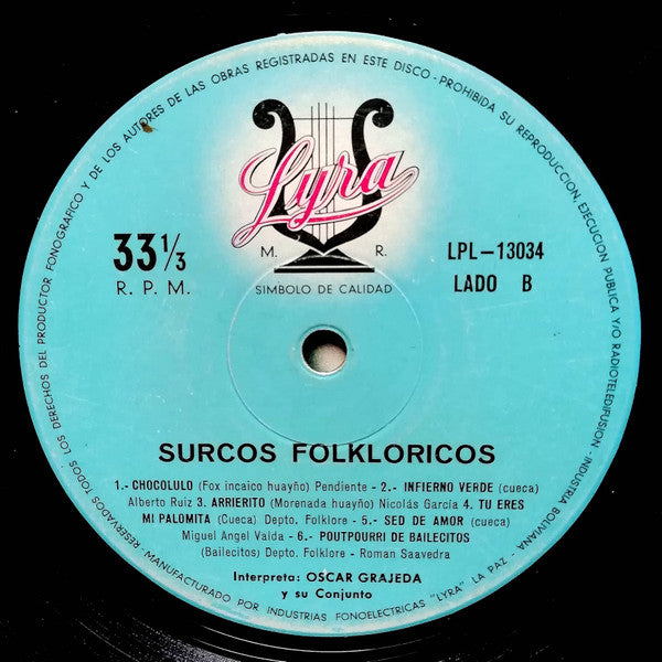 Oscar Grajeda Y Su Conjunto* - Surcos Folkloricos (LP, Album)