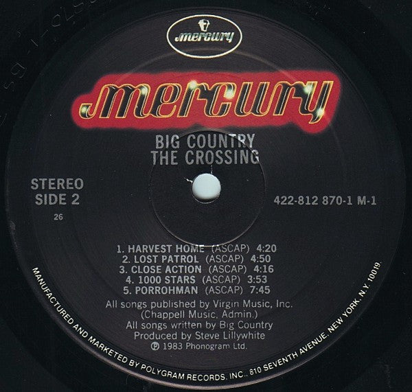 Big Country - The Crossing (LP, Album, PRC)