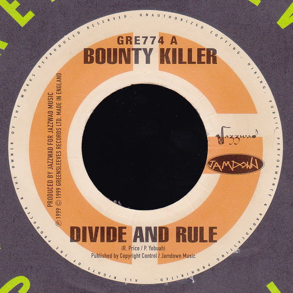 Bounty Killer - Divide And Rule (7"")