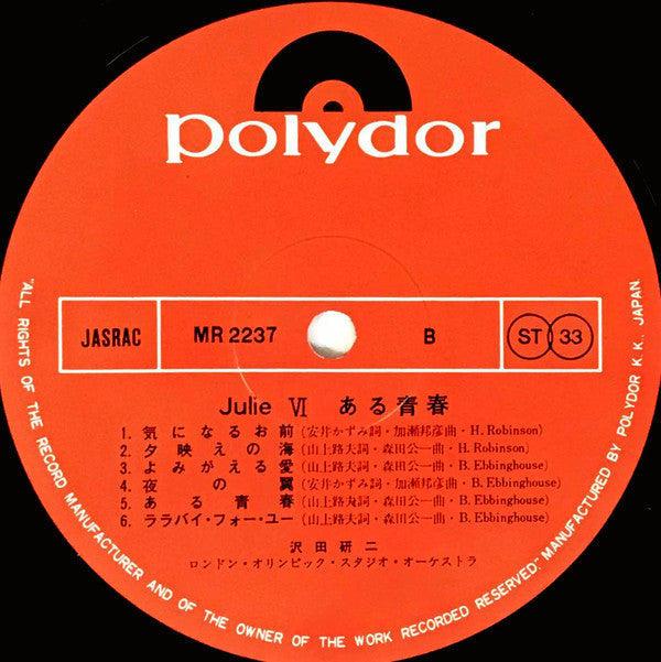 沢田研二* - Julie VI ある青春 (LP, Album)