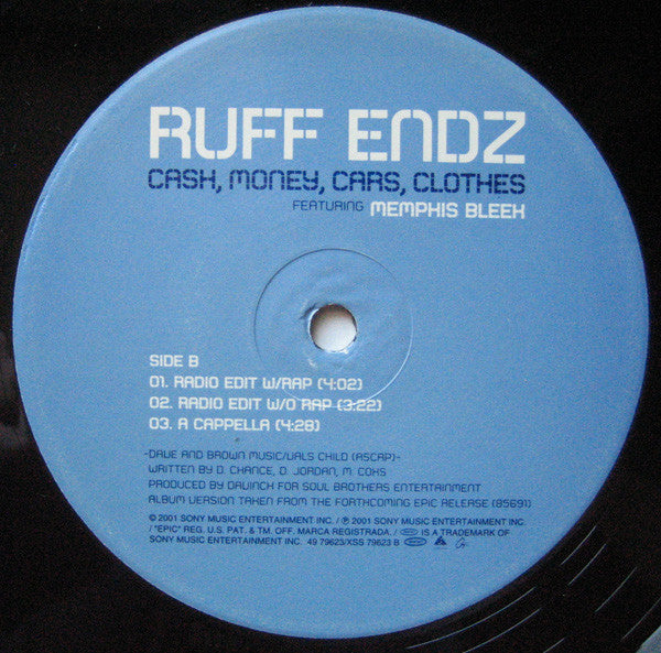 Ruff Endz Featuring Memphis Bleek - Cash, Money, Cars, Clothes (12"")