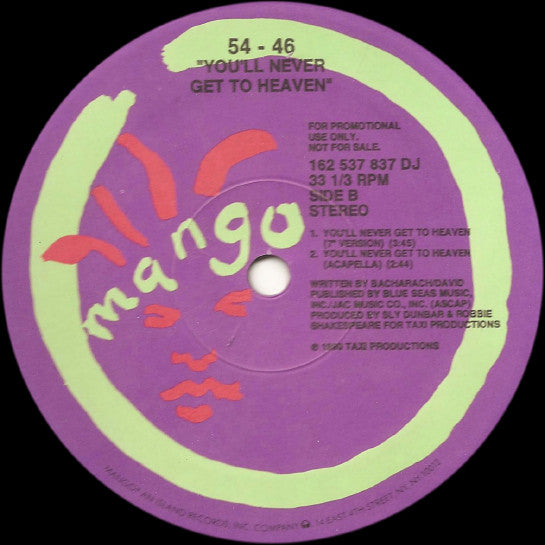 54 - 46* - You'll Never Get To Heaven (12"", Promo)