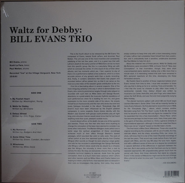 The Bill Evans Trio - Waltz For Debby(LP, Album, RE)
