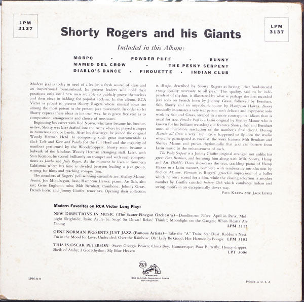 Shorty Rogers And His Giants - Shorty Rogers And His Giants(10", Al...