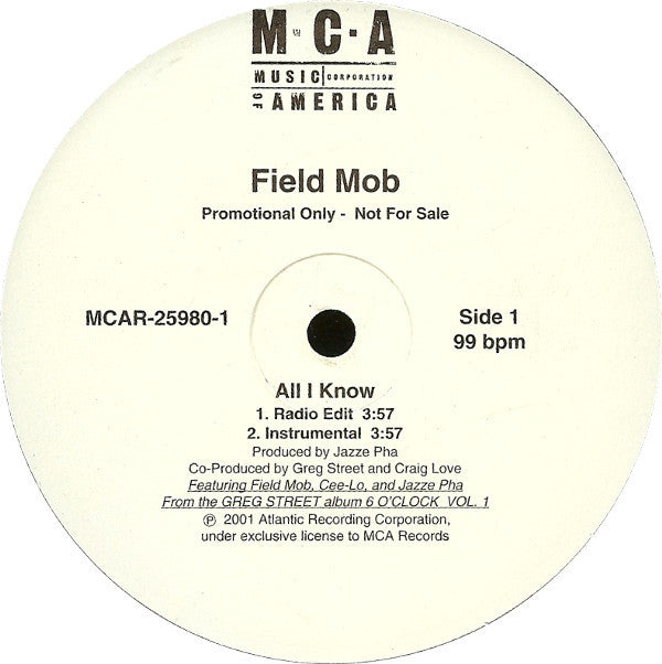 Field Mob - All I Know (12"", Promo)
