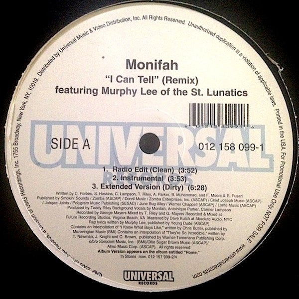 Monifah - I Can Tell (Remix) (12"", Promo)