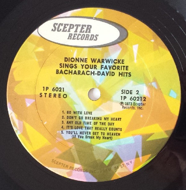 Dionne Warwicke* - Sings Your Favorite Bacharach-David Hits (LP, Comp)