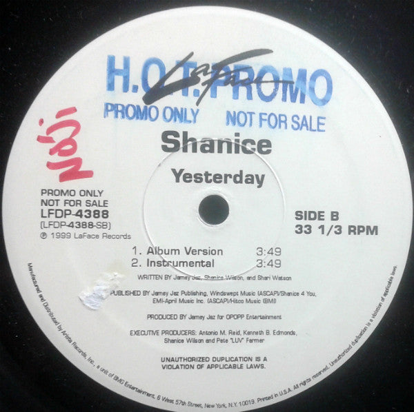 Shanice - Yesterday (12"", Single, Promo)