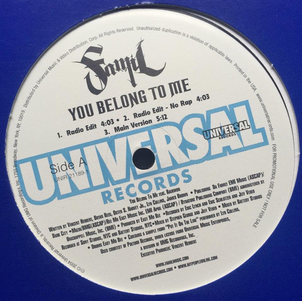 Famil - You Belong To Me (12", Single, Promo)