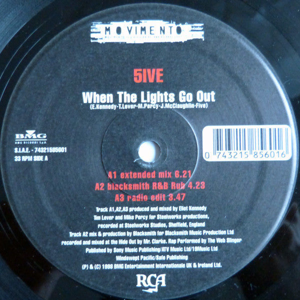 5ive* - When The Lights Go Out (12"")