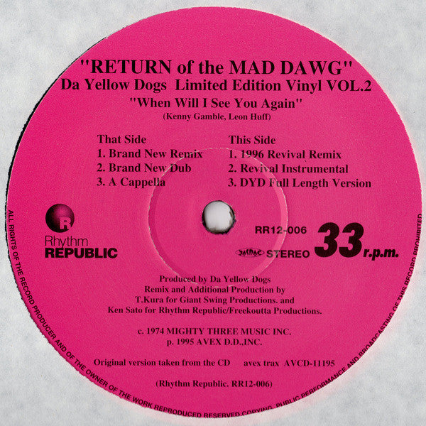 Da Yellow Dogs - ""Return Of The Mad Dawg"" - Limited Edition Vinyl...
