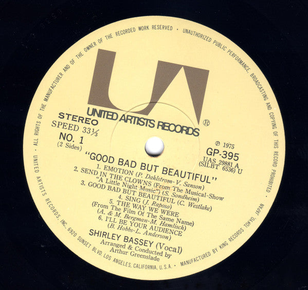 Shirley Bassey - Good, Bad But Beautiful (LP, Album)