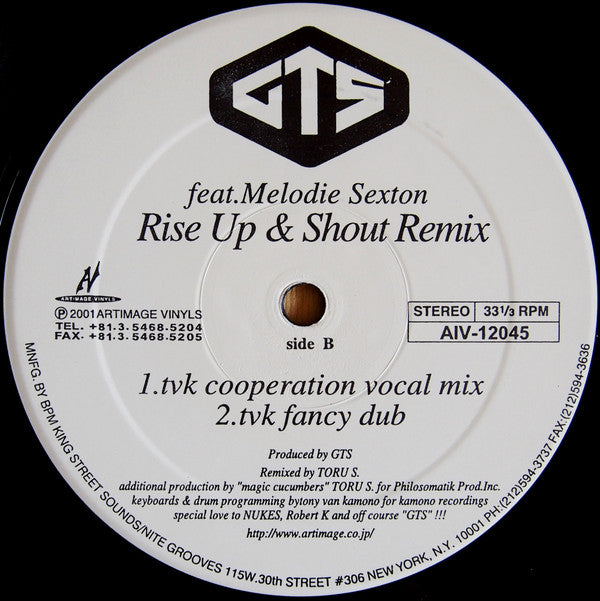 GTS feat. Melodie Sexton - Rise Up & Shout Remix (12"")