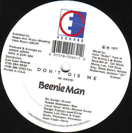 Beenie Man / Marcia Griffiths - Don't Dis Me / Evil Men's Wives (12"")