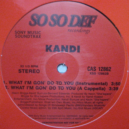 Kandi - What I'm Gon' Do To You (12", Promo)